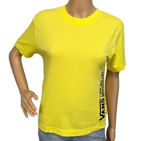 2/$15 Vans Off The Wall Yellow T-Shirt Logo Short Sleeve Womens Size S - Picture 3 of 12